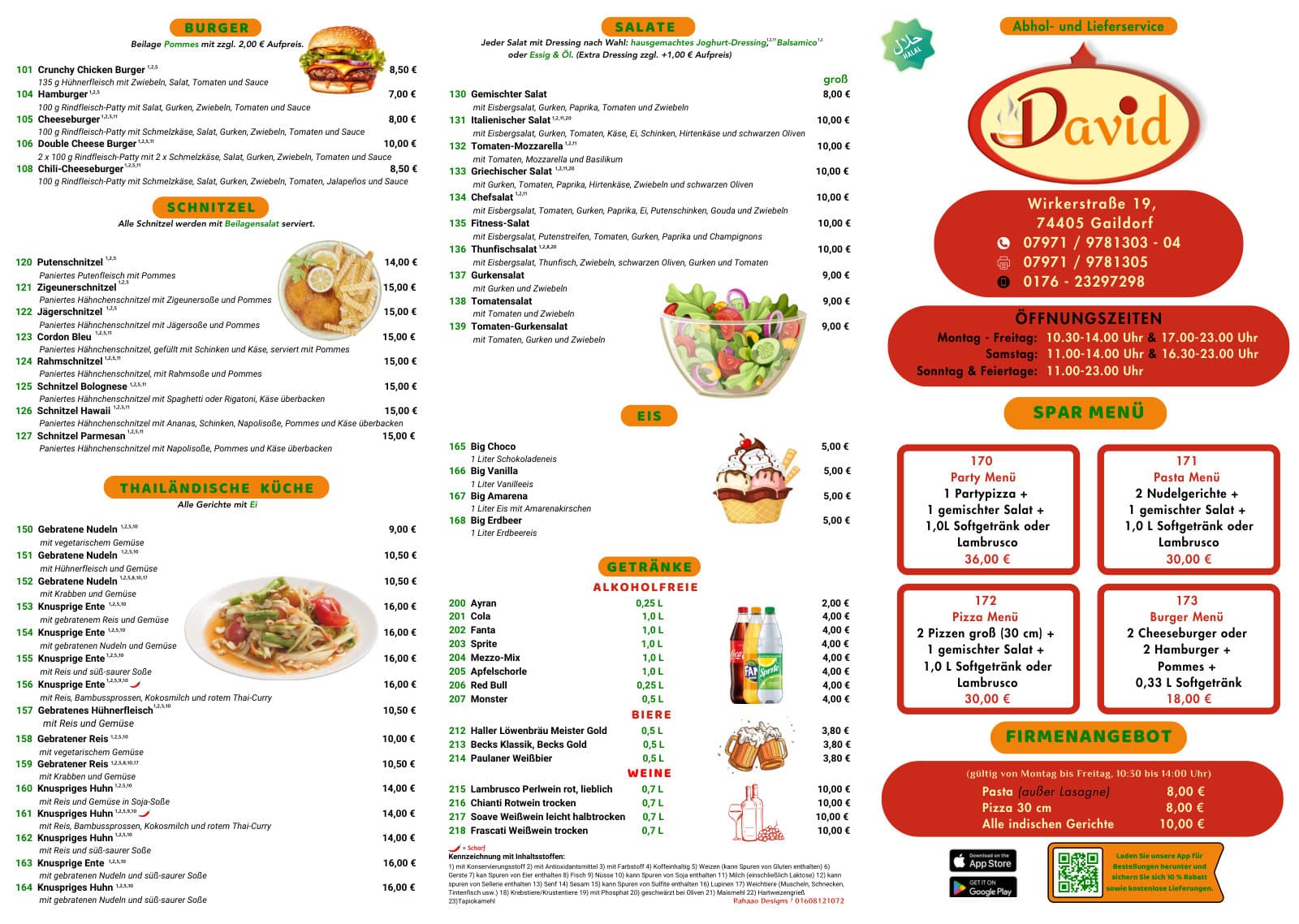 Flyer David für David (Restaurant)